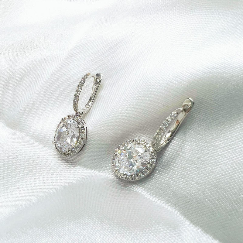 2CT OVAL Halo Setting Earrings (JE053)