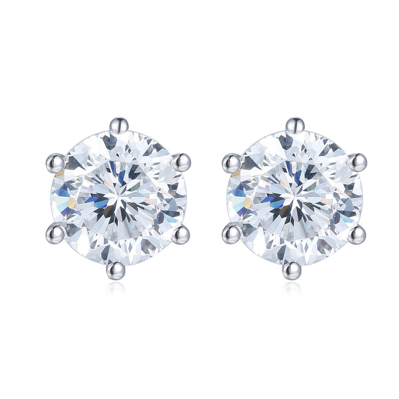 Diana Classic 6 Claws Earrings ( 1CT MOISSANITE SILVER) MSE001