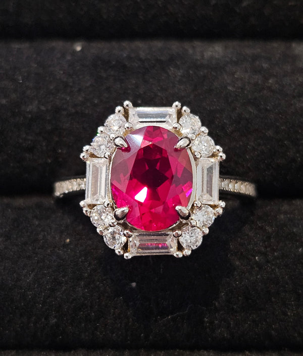 2CT Oval Red CZ Ring (WR063)