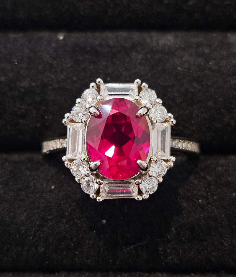 2CT Oval Red CZ Ring (WR063)