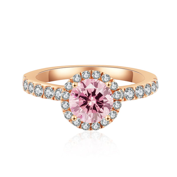 10k Rosegold Halo Pink Ring 1卡玫瑰金光環10k戒指 (10KR020)
