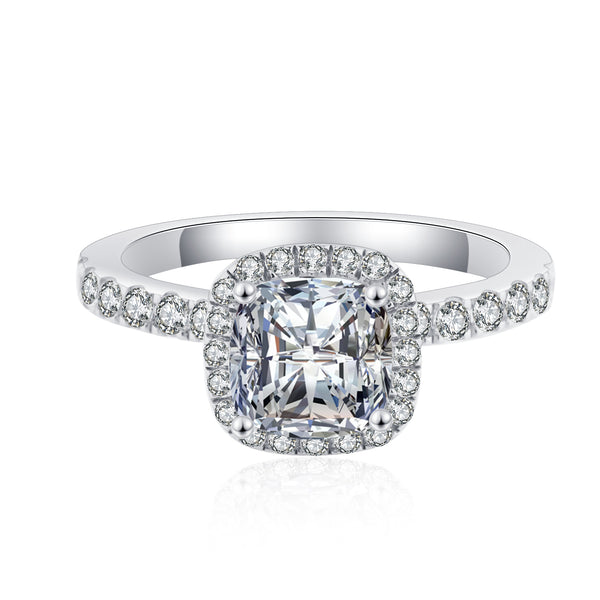 Cushion Halo Pave Solitaire Ring (JR073)