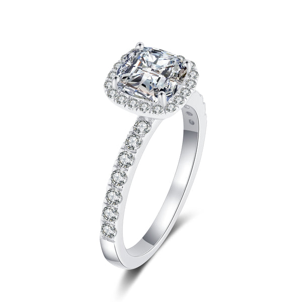 Cushion Halo Pave Solitaire Ring (JR073)