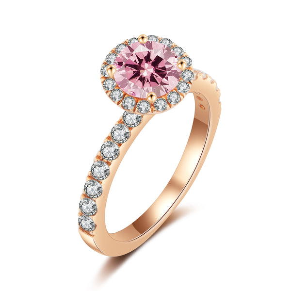 10k Rosegold Halo Pink Ring 1卡玫瑰金光環10k戒指 (10KR020)