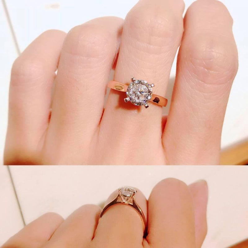 KGold Rose Gold Classic Round Cut Solitaire Ring K金經典四爪戒指 (KR007)