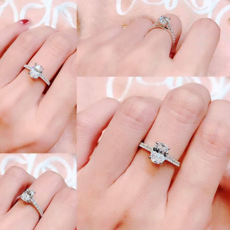 Oval Pave Solitaire Ring 鵝蛋形碎鑽戒指 (JR047)