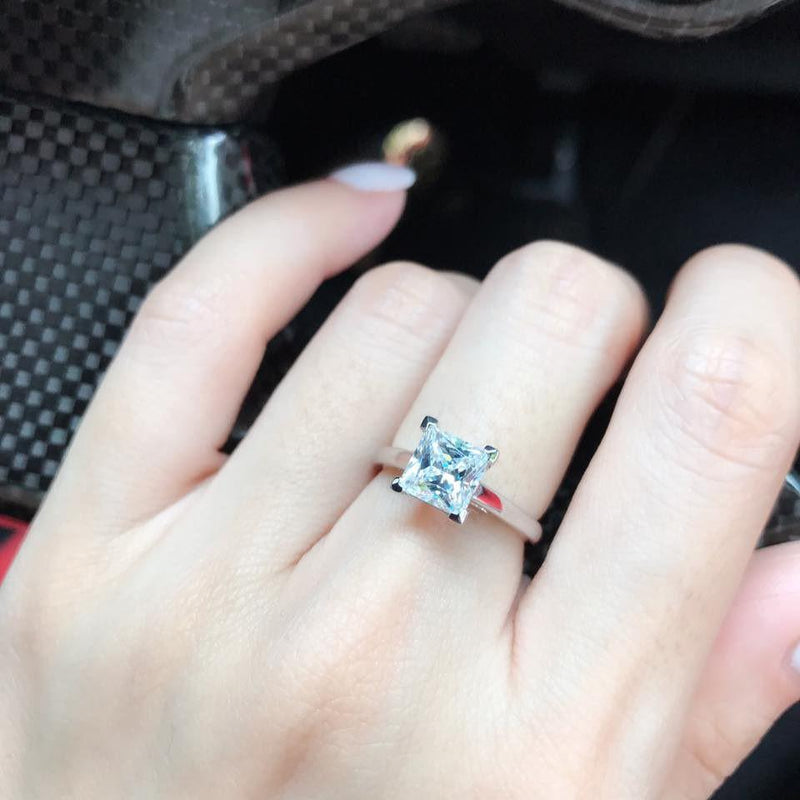 10K Rose Gold Princess Cut Solitaire Ring 10K金公主方石戒指 (10KR015)