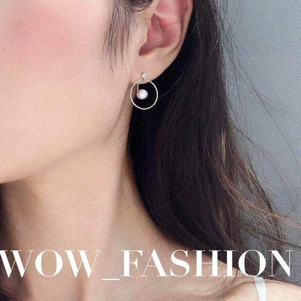 Swarovski Pearl Earrings 磨砂圈珍珠耳環 (SWPE017)