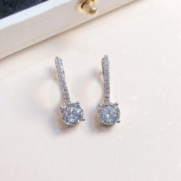 Classic Pave Round Cut 4 Claws Earrings (JE003)