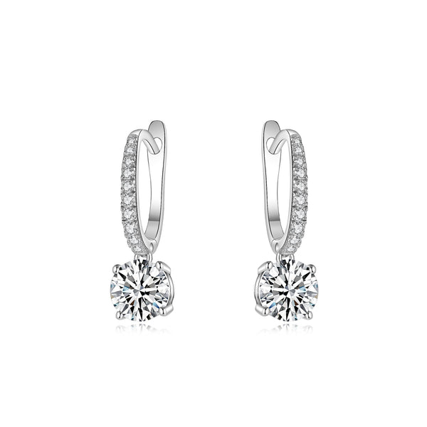 Classic Pave Round Cut 4 Claws Earrings (JE003)