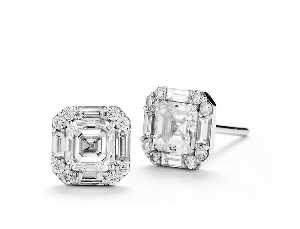 ASSCHER HALO PAVE EARRING (JE016)