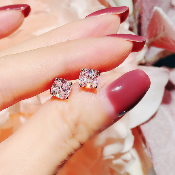 Pink cushion Cut Earrings (JE021)