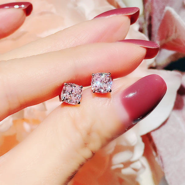 Pink cushion Cut Earrings (JE021)