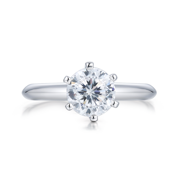 KGold Moissanite Diana Classic 6 Claws Solitaire Ring K金莫桑石經典六爪戒指 (KMR020)