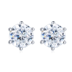 SILVER Moissanite Diana Classic 6 Claws Earrings (JEM002)