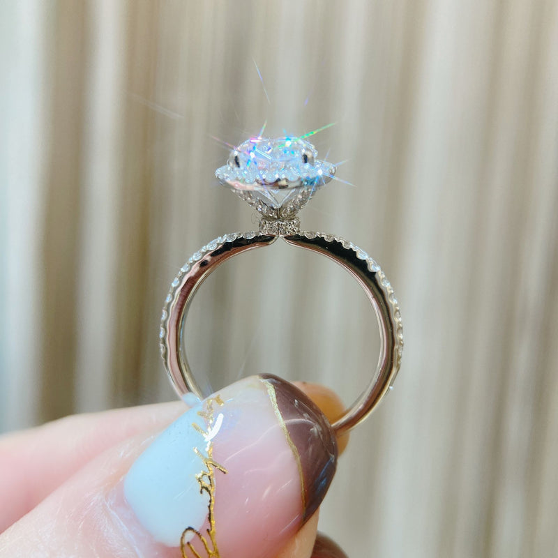 2CT Oval Halo Pave Solitaire Ring 鵝蛋形光環戒指 (JR092)