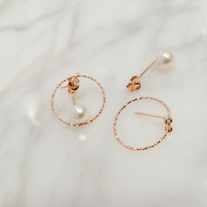 Swarovski Pearl Earrings 磨砂圈珍珠耳環 (SWPE017)